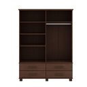 Ver imagem 3 de Conjunto Quarto Casal Ouro Guarda Roupa 4 Portas Cama Cômoda 2 Cabeceiras Café Pinus Finestra Mó