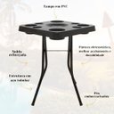 Ver imagem 3 de Mesa Petisqueira Tampo com 9 Cavidades Petiscos Desmontável Varandas Jardim Pescarias Camping
