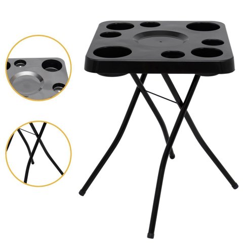 Mesa Petisqueira Tampo com 9 Cavidades Petiscos Desmontável Varandas Jardim Pescarias Camping
