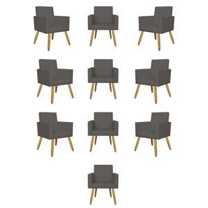 Kit 10 Poltronas Decorativa Recepção Oferta Courino Balaqui Cor:courino Cinza