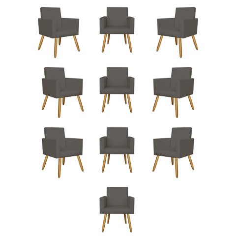 Kit 10 Poltronas Decorativa Recepção Oferta Courino Balaqui Cor:courino Cinza
