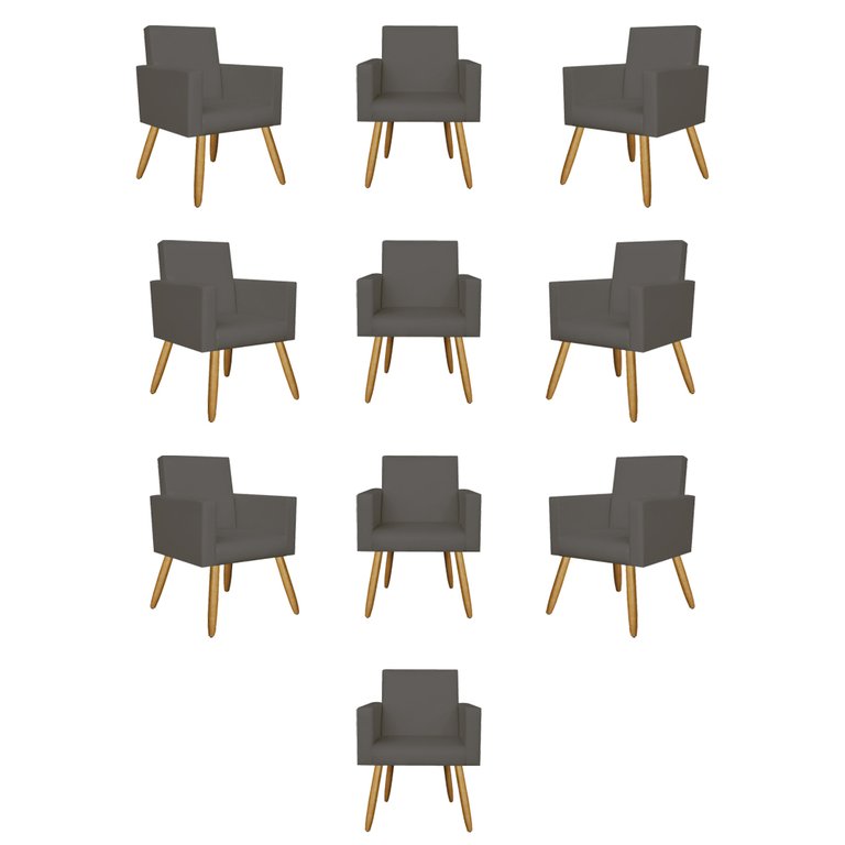 Kit 10 Poltronas Decorativa Recepção Oferta Courino Balaqui Cor:courino Cinza