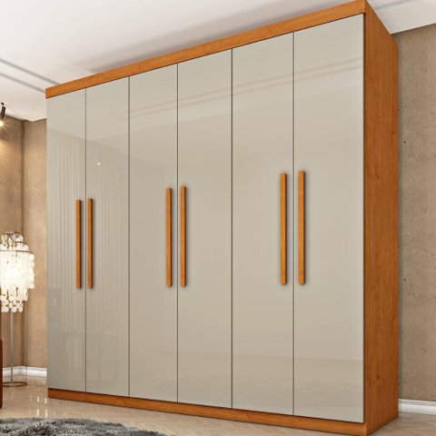 Guarda-Roupa Casal com 6 Portas e 4 Gavetas 219cm Multimóveis CR35493 Cinamomo/Off White