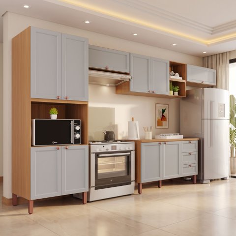Cozinha Modulada Veneza 100% MDF Móveis Home | 10 Portas + 03 Gavetas