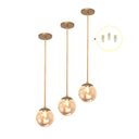Ver imagem 1 de Kit 3 Pendente Dourado Quarto Cabeceira de Cama Bancada +Led Arevo Iluminação Jabuticaba VIDRO TRANS