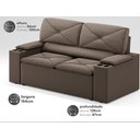 Ver imagem 2 de Sofá com Porta Copos Retrátil e Reclinável Pop 1,54m Velosuede Marrom - Netsofas