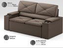Ver imagem 2 de Sofá com Porta Copos Retrátil e Reclinável Pop 1,54m Velosuede Marrom - Netsofas