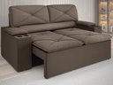 Ver imagem 1 de Sofá com Porta Copos Retrátil e Reclinável Pop 1,54m Velosuede Marrom - Netsofas