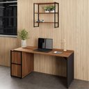 Ver imagem 3 de Nicho Aéreo Industrial 63cm X 66cm 3 Prateleiras F5 Office Cor:nogal com Preto