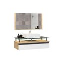 Ver imagem 2 de Conjunto Gabinete Banheiro Ametista 80cm com Tampo de Vidro:freijó/branco/branco/um Furo