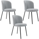 Ver imagem 1 de Kit 3 Cadeiras Sala de Jantar Estofada Gavi L02 Bouclê Cinza - Lyam Decor