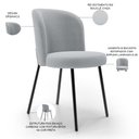 Ver imagem 4 de Kit 3 Cadeiras Sala de Jantar Estofada Gavi L02 Bouclê Cinza - Lyam Decor