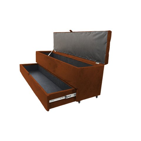 Recamier Puff Baú Sapateira com Gaveta 1,58 Cm para Cama Box Queen Size - Terracota