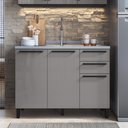 Ver imagem 3 de Balcão Modulado para Cozinha sem Tampo Fidelitá Mônaco 120cm 2 Portas 3 Gavetas Chumbo/Titânio