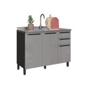 Ver imagem 2 de Balcão Modulado para Cozinha sem Tampo Fidelitá Mônaco 120cm 2 Portas 3 Gavetas Chumbo/Titânio