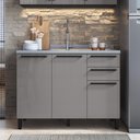 Ver imagem 1 de Balcão Modulado para Cozinha sem Tampo Fidelitá Mônaco 120cm 2 Portas 3 Gavetas Chumbo/Titânio