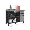 Ver imagem 4 de Balcão Modulado para Cozinha sem Tampo Fidelitá Mônaco 120cm 2 Portas 3 Gavetas Chumbo/Titânio