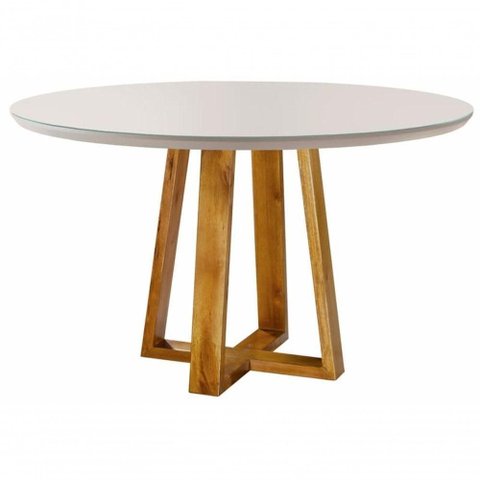 Mesa de Jantar Redonda com Vidro 1,20m - Natalle - Móveis Mundial