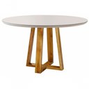 Ver imagem 1 de Mesa de Jantar Redonda com Vidro 1,20m - Natalle - Móveis Mundial