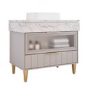 Ver imagem 2 de Gabinete para Banheiro 90cm com 1 Porta 1 Gaveta e Cuba de Sobrepor Bariloche Cinza/Platina