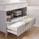 Ver imagem 4 de Gabinete para Banheiro 90cm com 1 Porta 1 Gaveta e Cuba de Sobrepor Bariloche Cinza/Platina