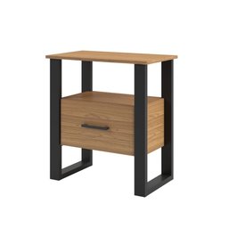 Mesa de Cabeceira Estilo Industrial 60cm com Gaveta 100% Mdf F37 Dalla Costa -freijó/preto Fosco - 2