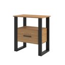 Ver imagem 2 de Mesa de Cabeceira Estilo Industrial 60cm com Gaveta 100% Mdf F37 Dalla Costa -freijó/preto Fosco
