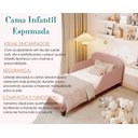 Ver imagem 4 de Cama Infantil Estofada Rosê Solteiro com Encosto Lateral Design Seguro e Confortável