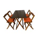 Ver imagem 2 de Mesa Dobrável com 4 Cadeiras Estofadas 120x70 Laranja