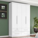 Ver imagem 4 de Guarda Roupa Solteiro Maximus Plus 4 Portas com Cômoda Sapateira Genova Plus Branco-Zanzini