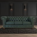 Ver imagem 6 de Sofá 3 Lugares Sala de Estar 235cm Chesterfield Pés Madeira Couro Verde - Gran Belo
