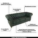 Ver imagem 3 de Sofá 3 Lugares Sala de Estar 235cm Chesterfield Pés Madeira Couro Verde - Gran Belo