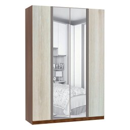 Guarda Roupa 4 Portas Alumínio Inox com Espelho 3 Gavetas 159 Cm Prime Luciane Móveis - 1