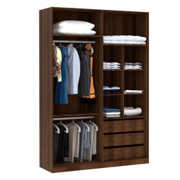 Guarda Roupa 4 Portas Alumínio Inox com Espelho 3 Gavetas 159 Cm Prime Luciane Móveis - 2