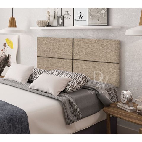 Cabeceira Viuva ou Solteirão em Cruz Estofada Suspensa para Quarto - 128 Cm - Palha Linho