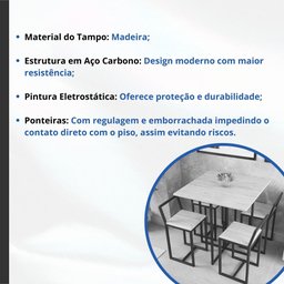 Conjunto Mesa Preta 4 Cadeiras Pequena Imbuia Industrial Black - 4