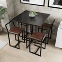 Ver imagem 1 de Conjunto Mesa Preta 4 Cadeiras Pequena Imbuia Industrial Black