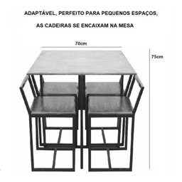 Conjunto Mesa Preta 4 Cadeiras Pequena Imbuia Industrial Black - 2