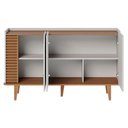 Ver imagem 3 de Cristaleira e Aparador Buffet para Sala Jurerê Off White Matte Freijó - Colibri