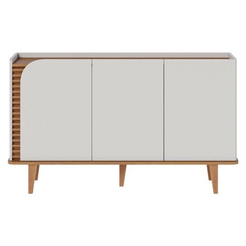 Cristaleira e Aparador Buffet para Sala Jurerê Off White Matte Freijó - Colibri