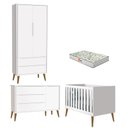 Ver imagem 1 de Quarto de Bebê 2 Portas Theo Branco Pés Amadeirados com Colchão Gazin – Reller