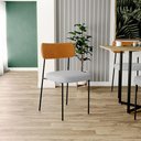 Ver imagem 2 de Kit 02 Cadeiras Estofadas para Sala de Jantar Melina L02 Couríssimo Whisky Linho Cinza - Lyam