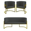 Ver imagem 1 de Kit Sofá 2 Lugares + 2 Poltronas Corino Gold Cinza