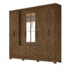 Guarda Roupa 8 Portas Com Espelho 4 Gavetas Castanho Wood - 4
