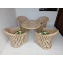 Ver imagem 3 de Conjunto 4 Cadeira e Mesa para Jardim Varanda Área Externa Fibra Sintética Tratamento Uv Cor Palha