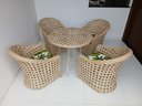 Ver imagem 3 de Conjunto 4 Cadeira e Mesa para Jardim Varanda Área Externa Fibra Sintética Tratamento Uv Cor Palha