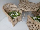Ver imagem 2 de Conjunto 4 Cadeira e Mesa para Jardim Varanda Área Externa Fibra Sintética Tratamento Uv Cor Palha