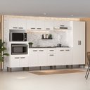 Ver imagem 1 de Armário de Cozinha Zella com Balcao para Pia e Cooktop 15 Portas 1 Gaveta Branco - Pnr Móveis