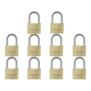 10 Cadeados Pado 20mm Latão Armário Bicicleta Malas-2 Chaves:Dourado