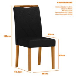 Mesa de Jantar Anitta 90x90 Cm com Vidro Ype Preto e 4 Cadeiras Sarah Veludo Preto – New Ceval - 3